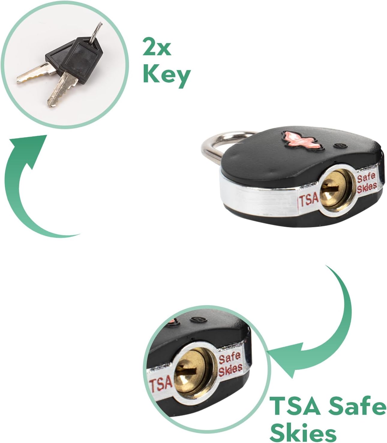 TSA Approved Luggage Locks 3 Pack with Luggage Tags | 6 Keys, Black Travel Lock Bundle - Solid Brass Core & Rubber Armor Padlocks for Suitcases, Backpacks (TSA Certified)
