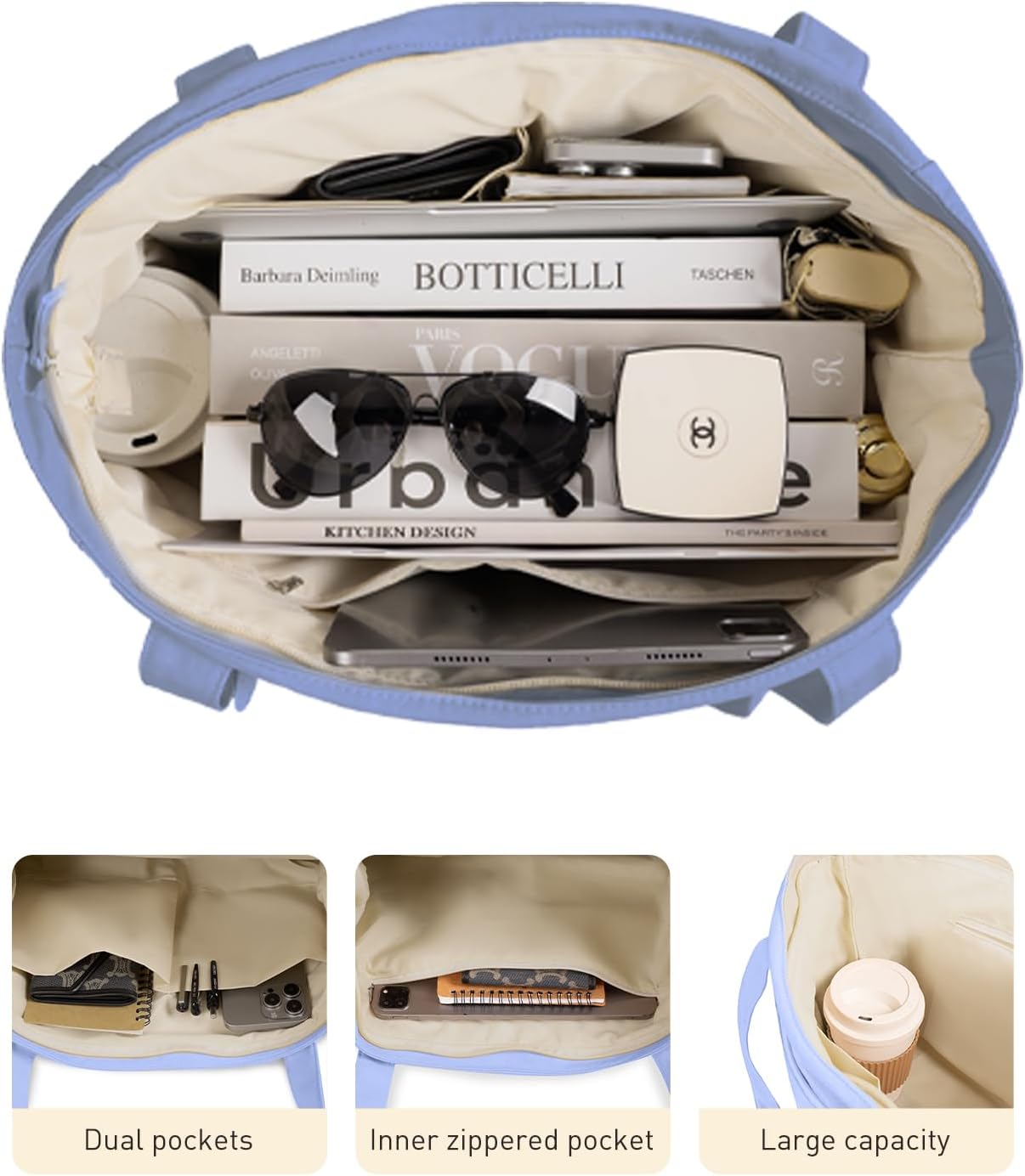 Tote Bag for Women Shoulder Bag Work Bags with Zipper Lightweight Handbags for Travel,Work,School