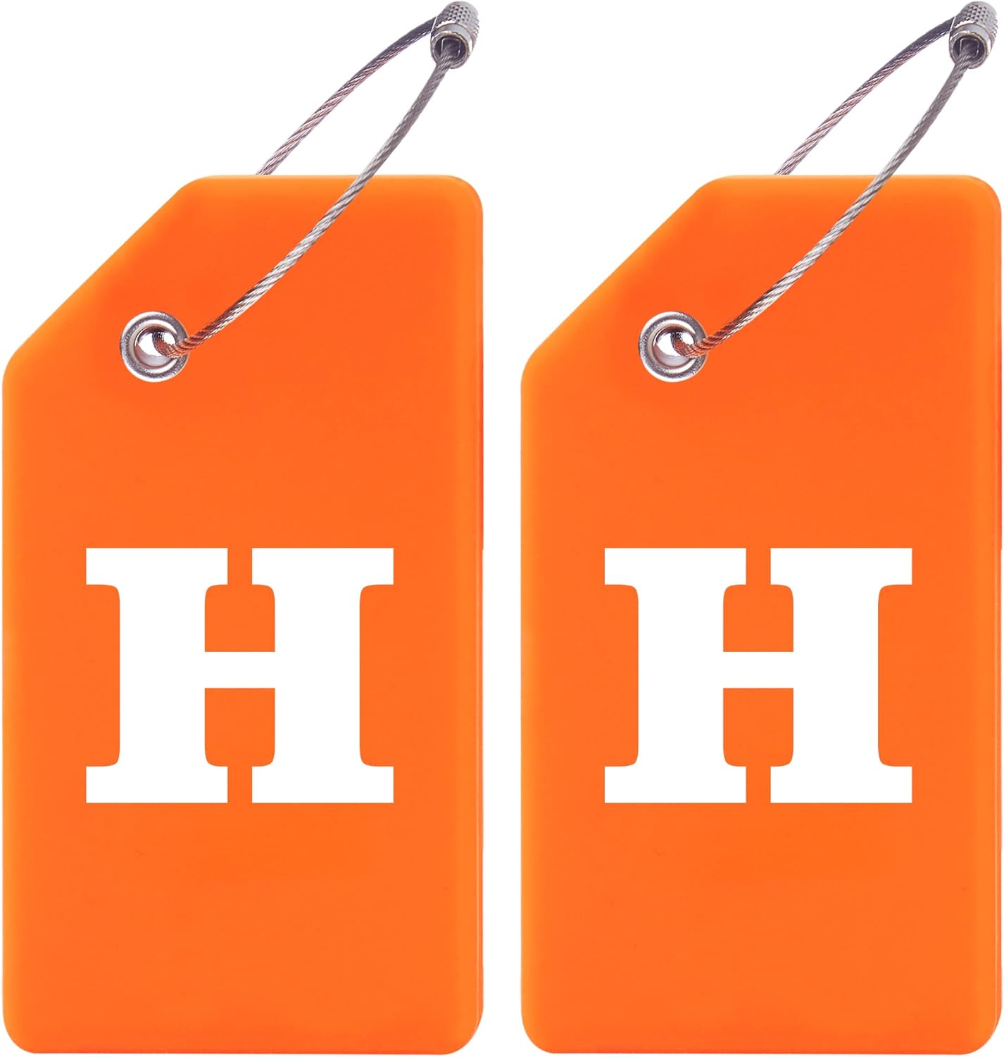 Gostwo 2 Pack Silicone Luggage Tags for Suitcases, 26 Initial Letter Baggage Labels Handbag School