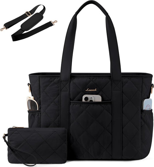 LOVEVOOK Tote Bag for Women, Puffer Work Tote Bag with Zipper, Quilted Nurse Teacher Shoulder for Daily,Travel,Gifts for Her
