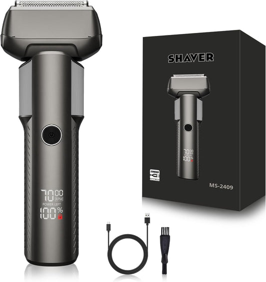 Foil Shavers for Men, Professional Travel Shavers, Electric Razors for Shaving Face, Waterproof Cordless Razor with Led Display, Rechargeable