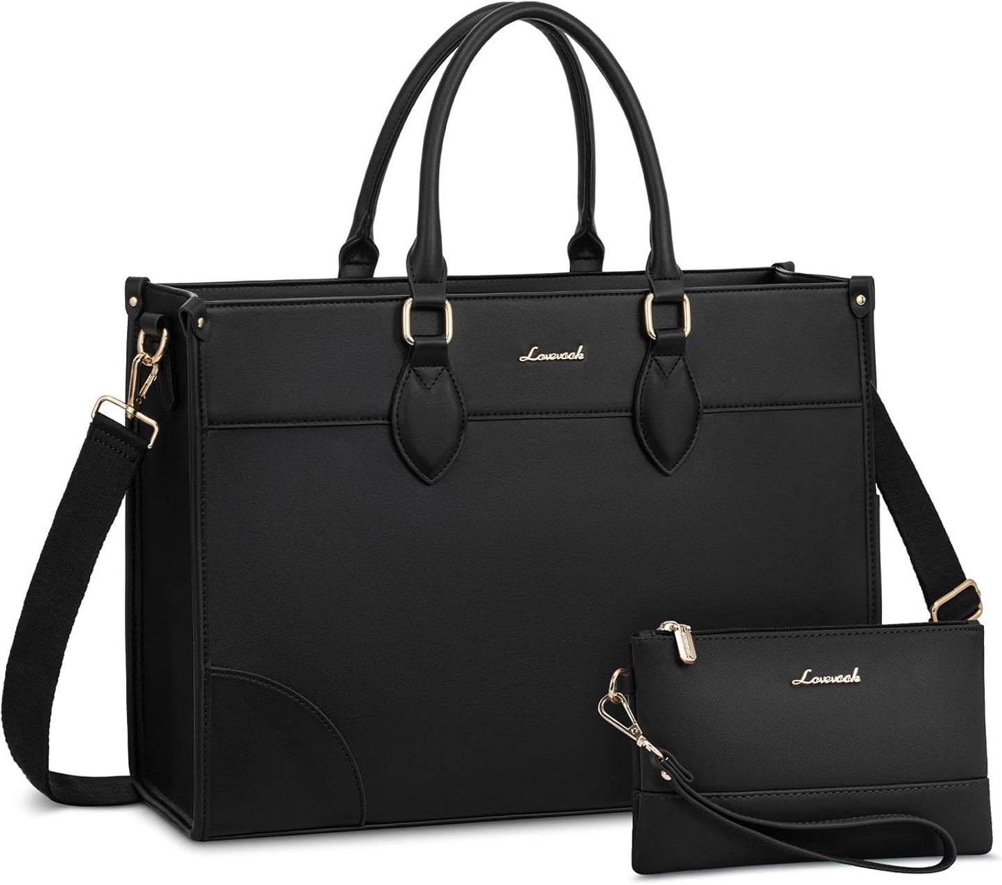 LOVEVOOK Laptop Bag for Women 17 lnch,Waterproof Laptops Tote Bags for Womens,Professional Work Bags for Women with Cup Holder,Large Laptop Purse Computer Briefcase Office Teacher Clutch Bag,2 PCS