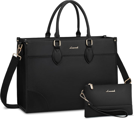 LOVEVOOK Laptop Bag for Women 15.6 lnch,Waterproof Laptops Tote Bags for Womens,Professional Work Bags for Women with Cup Holder,Large Laptop Purse Computer Briefcase Office Teacher Clutch Bag,2 PCS