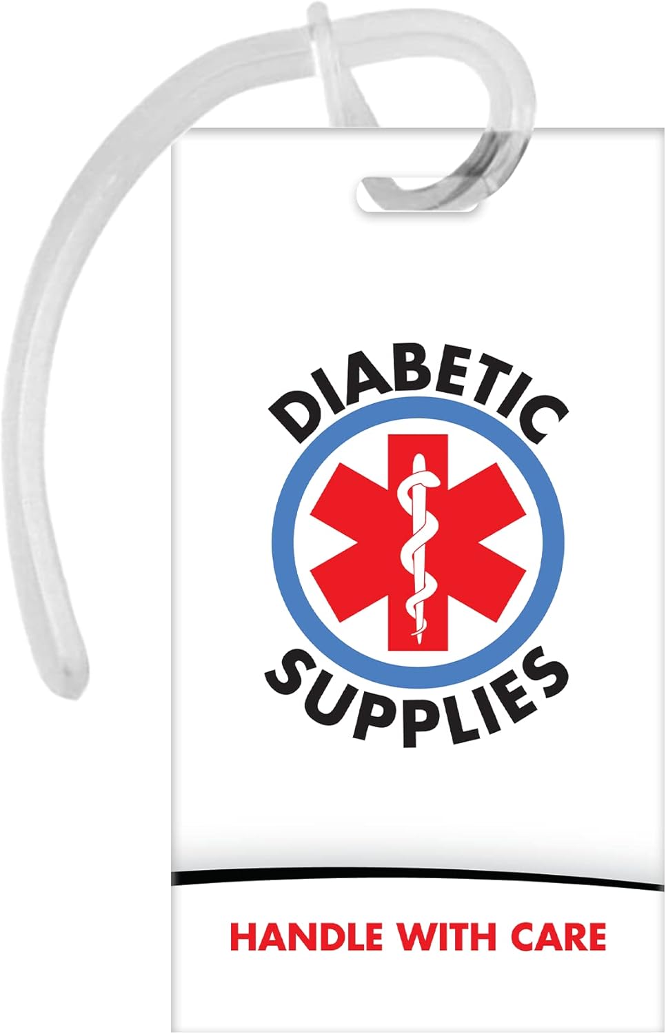 Diabetic Supplies ID Identification Luggage Tag | White | Medical Alert | Insulin Medical Equipment | Handle with Care | Bag Tag | Luggage Gift