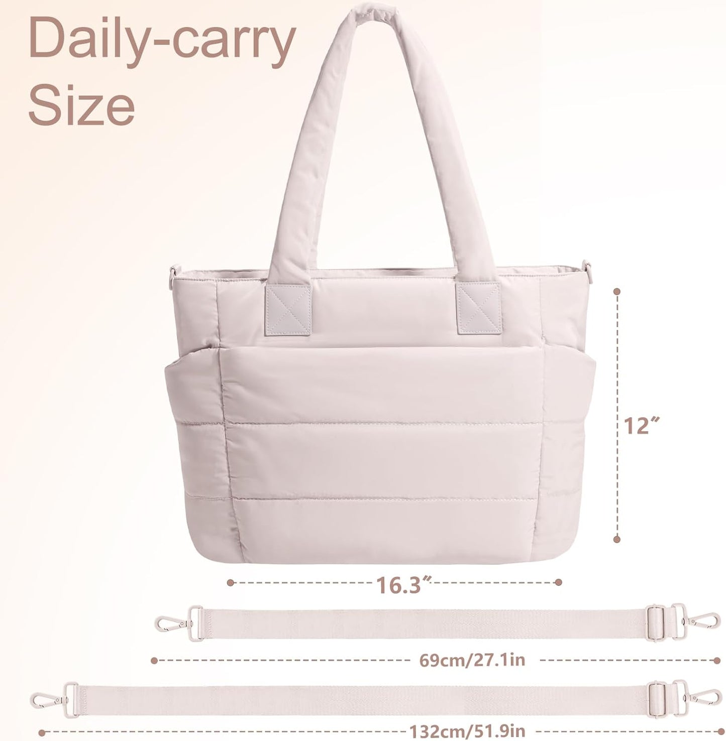 Tote Bag for Women Puffer Tote Bag Large Nurse Bags Shoulder Handbag with Zipper for Work Travel