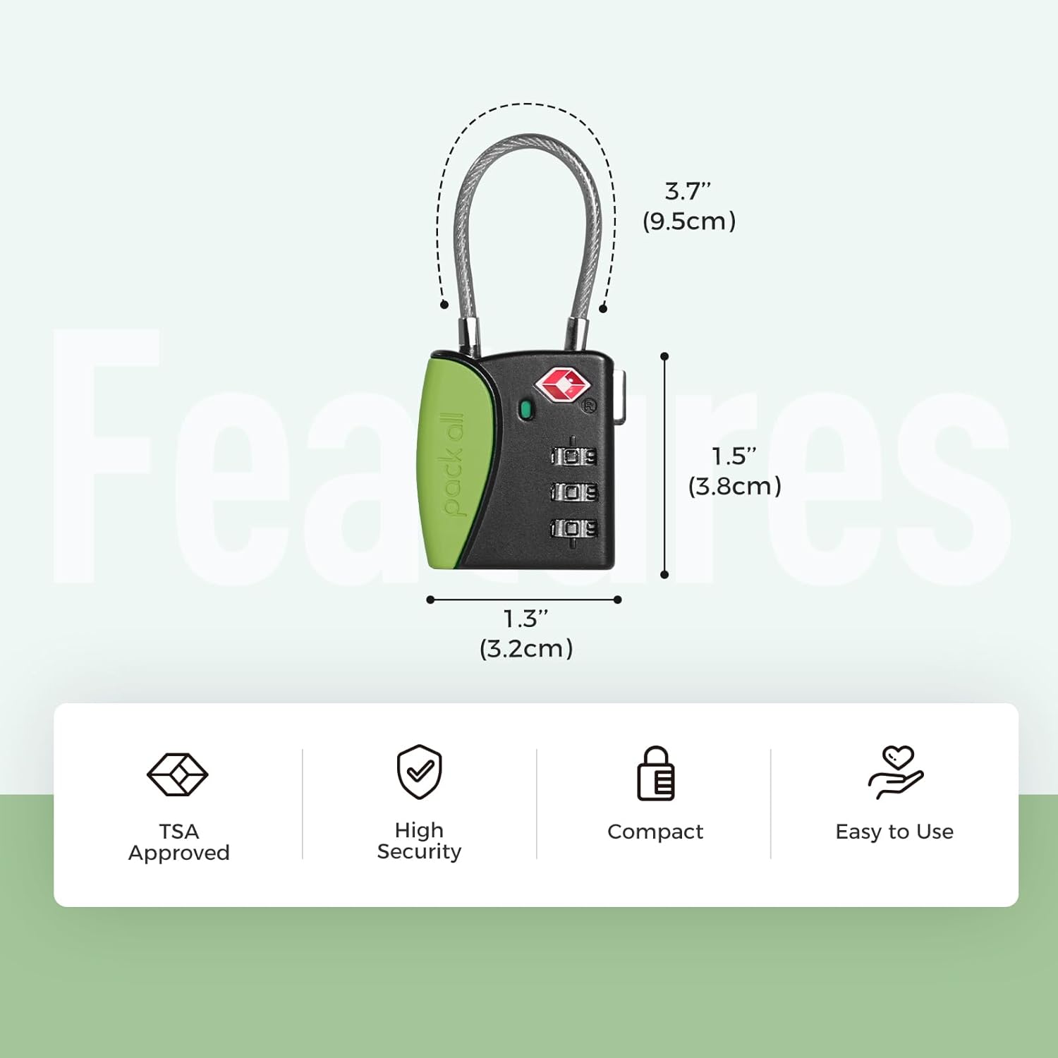 pack all TSA Approved Cable Luggage Locks, 3 Digit Combination Padlocks, Travel Lock for Suitcases