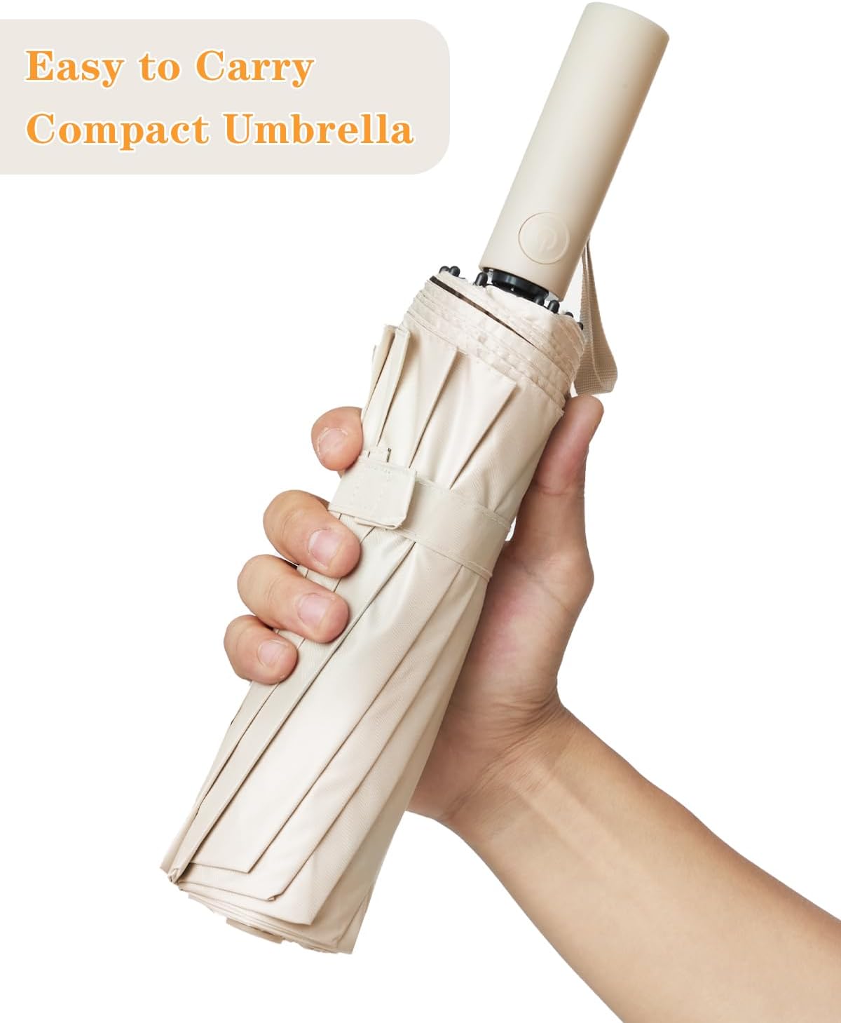 Large Double-Ribs Umbrella Automatic Folding Umbrella for Women Men, Travel, UPF 50+ UV Protection,46-Inch, 12 Ribs, Light Green