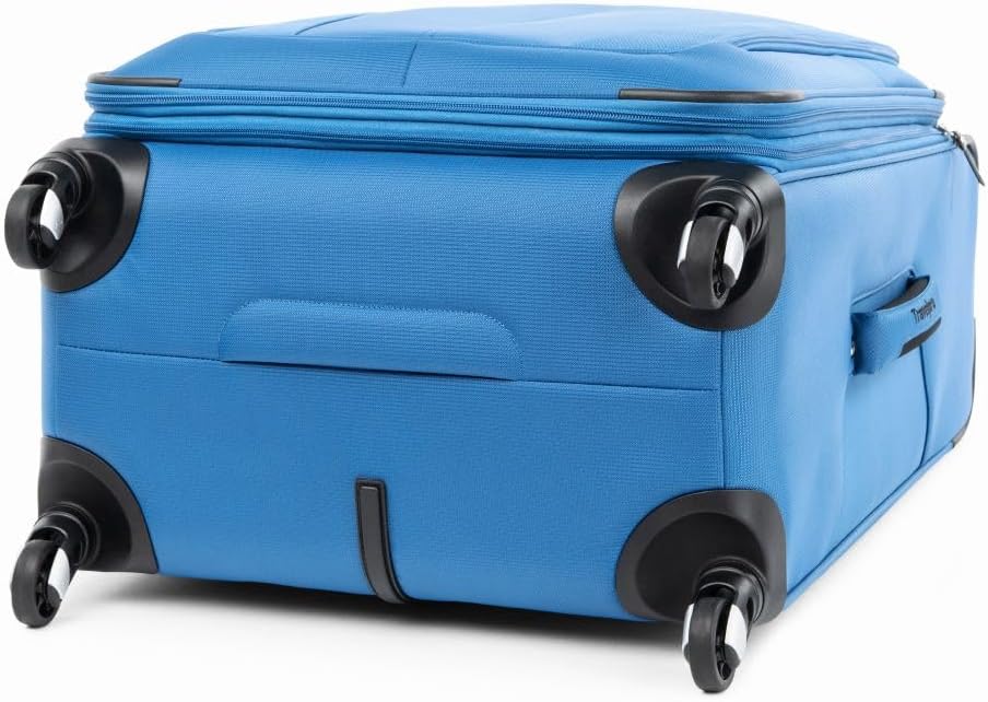 Travelpro Maxlite 5 Softside Expandable Checked Luggage with 4 Spinner Wheels, Lightweight Suitcase, Men and Women, Azure Blue, Checked Medium 25-Inch