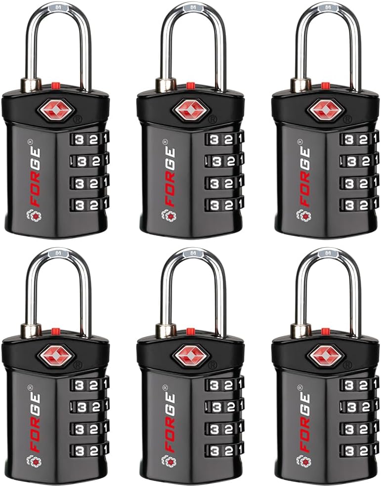 Forge TSA Approved Luggage Locks for Air Travel, Gym Lockers, School Lockers, Pelican Cases, Easy