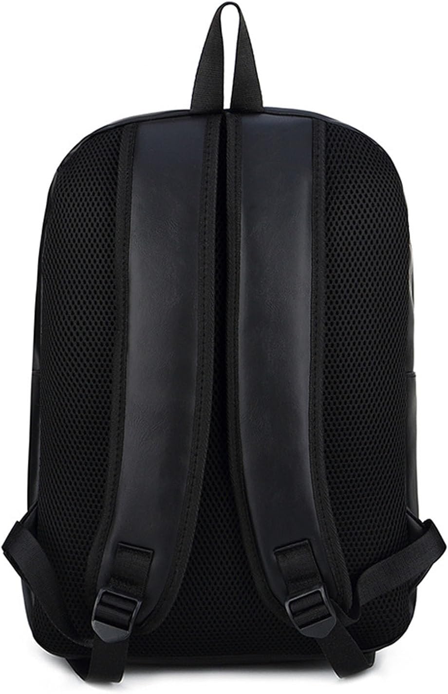 Mens Leather 16.1 inch Laptop Bag Travel Casual Computer Backpack College Business Work Shoulder Bags Waterproof (Black)