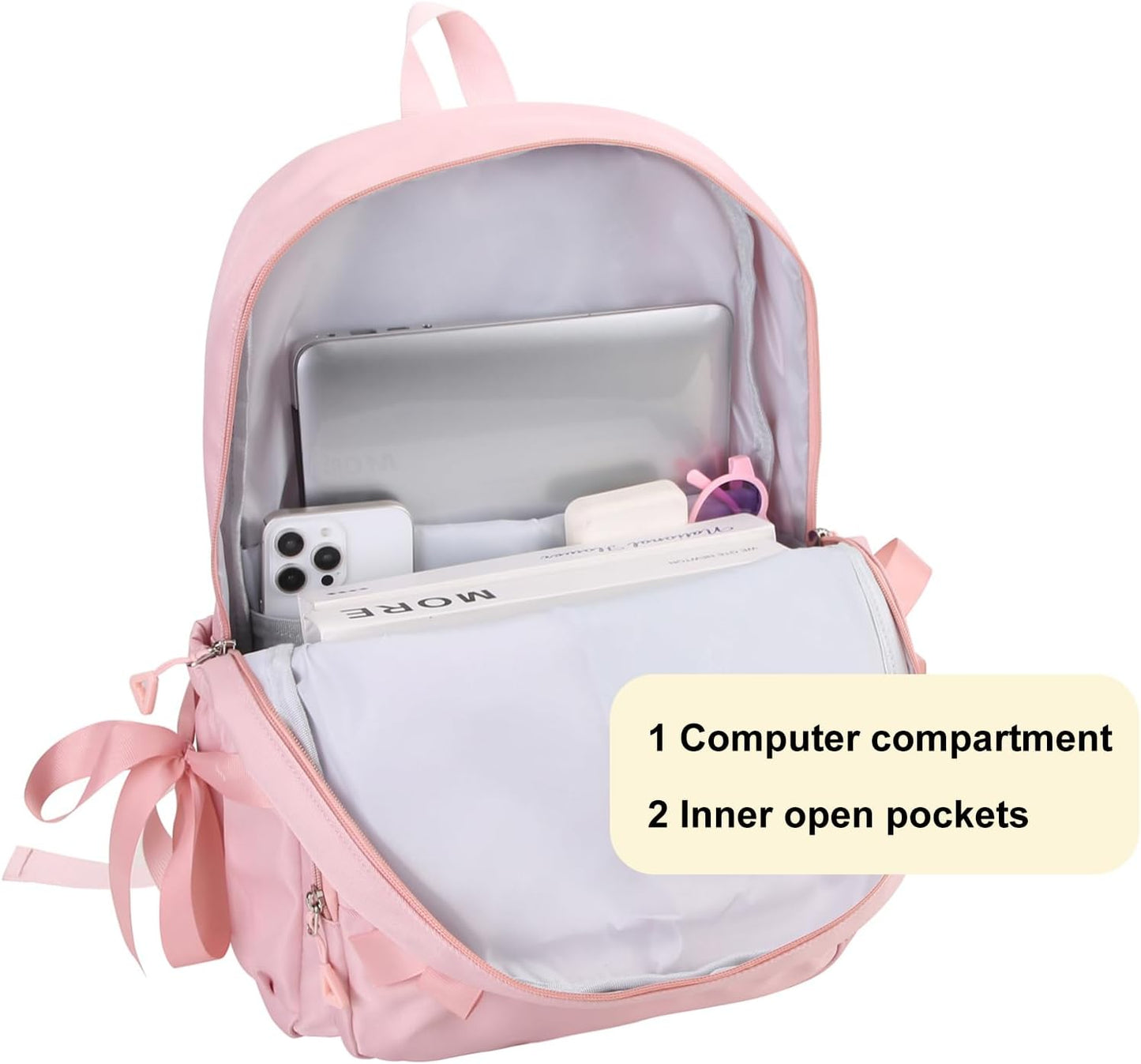Phaoullzon Girls Backpack with Bow for School Kids Coquette Bookbag Kawaii Dance Bag