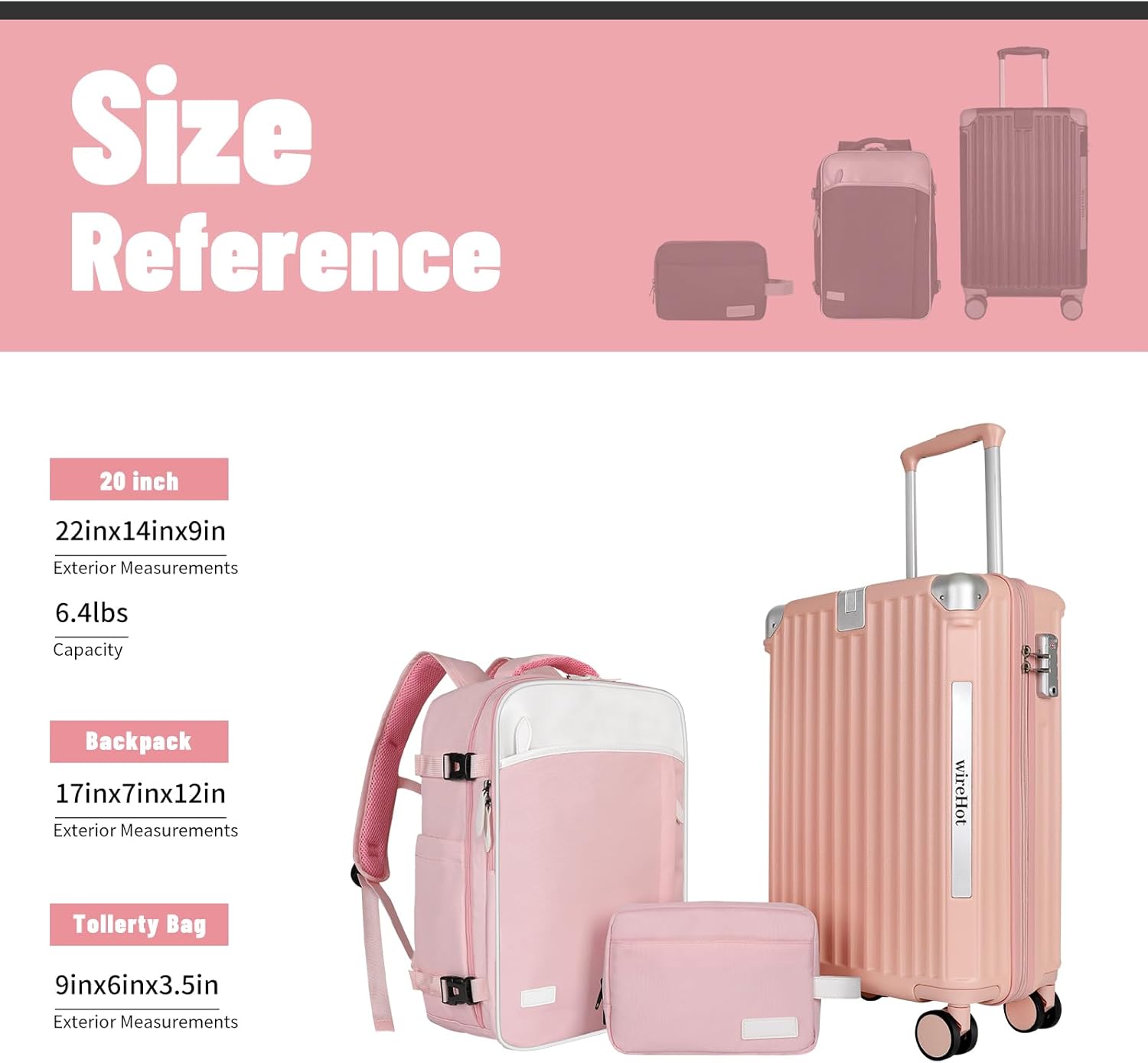 22x14x9 Airline Approved Vintage Style Carry On Luggage with Backpack Sets for Women, ABS+PC