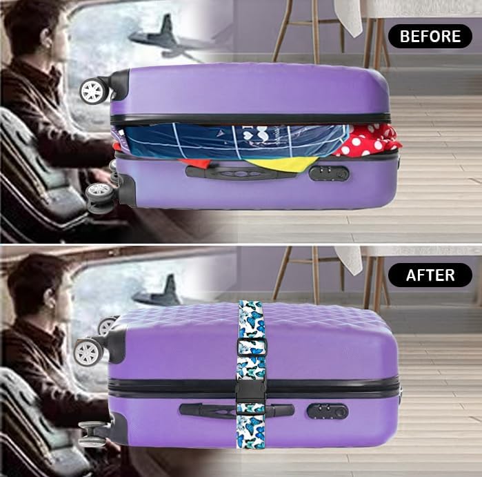 Luggage Straps for Suitcases Travel Belt Accessories, Cute Suitcase Strap, Adjustable Luggage Belt Strap, Heavy Duty with Quick-Release Buckle Luggage Strap Cute Butterfly
