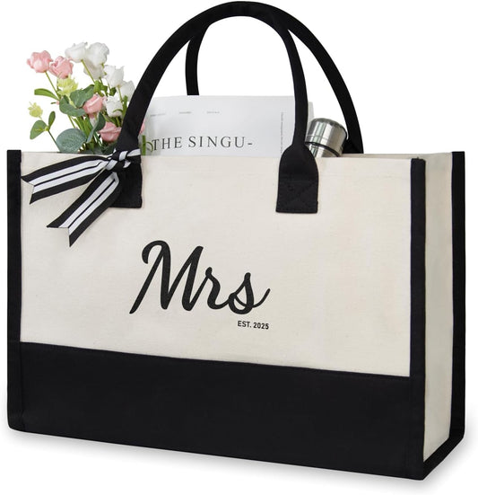 TOPDesign Canvas Tote Bag, Bridal Shower Gifts for Bride, Wedding Bachelorette Bride Gifts Shoulder Bag