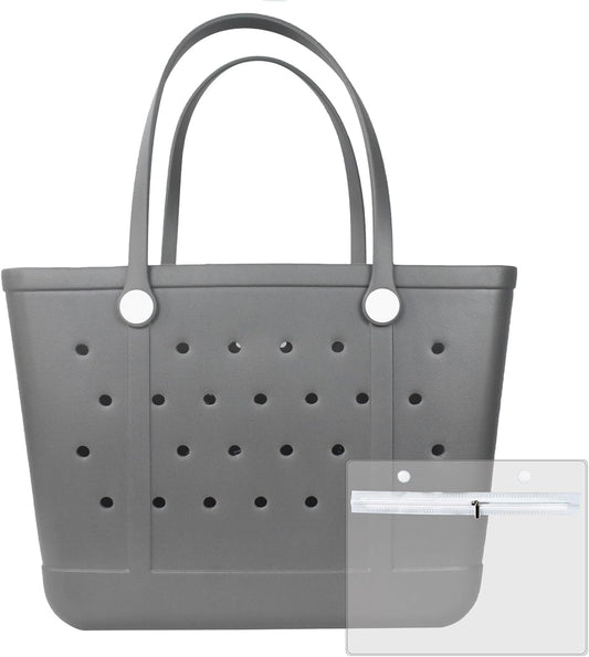 Medium Beach Bag, Waterproof Rubber Beach Bag, Washable Open Tote Bag Durable Tote Travel Bags for Outdoor Sport