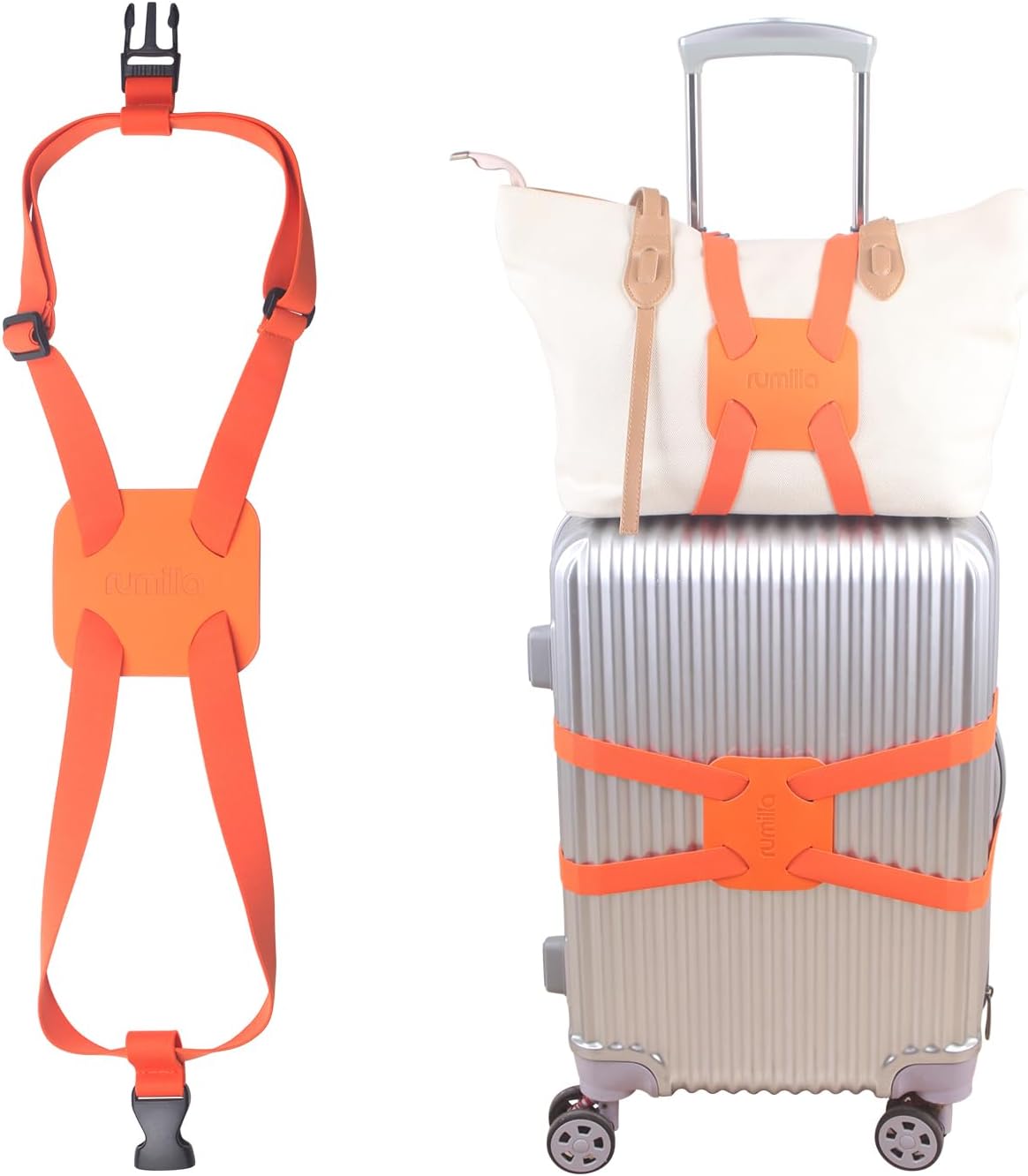 Luggage Straps Bag Bungee， Luggage Straps Suitcase Adjustable Belt，Add a Bag Easy to Travel Suitcase Elastic Strap Belt (Orange Luggage strap-1PCS)