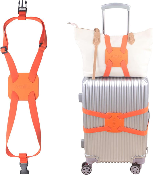 Luggage Straps Bag Bungee， Luggage Straps Suitcase Adjustable Belt，Add a Bag Easy to Travel Suitcase Elastic Strap Belt (Orange Luggage strap-1PCS)