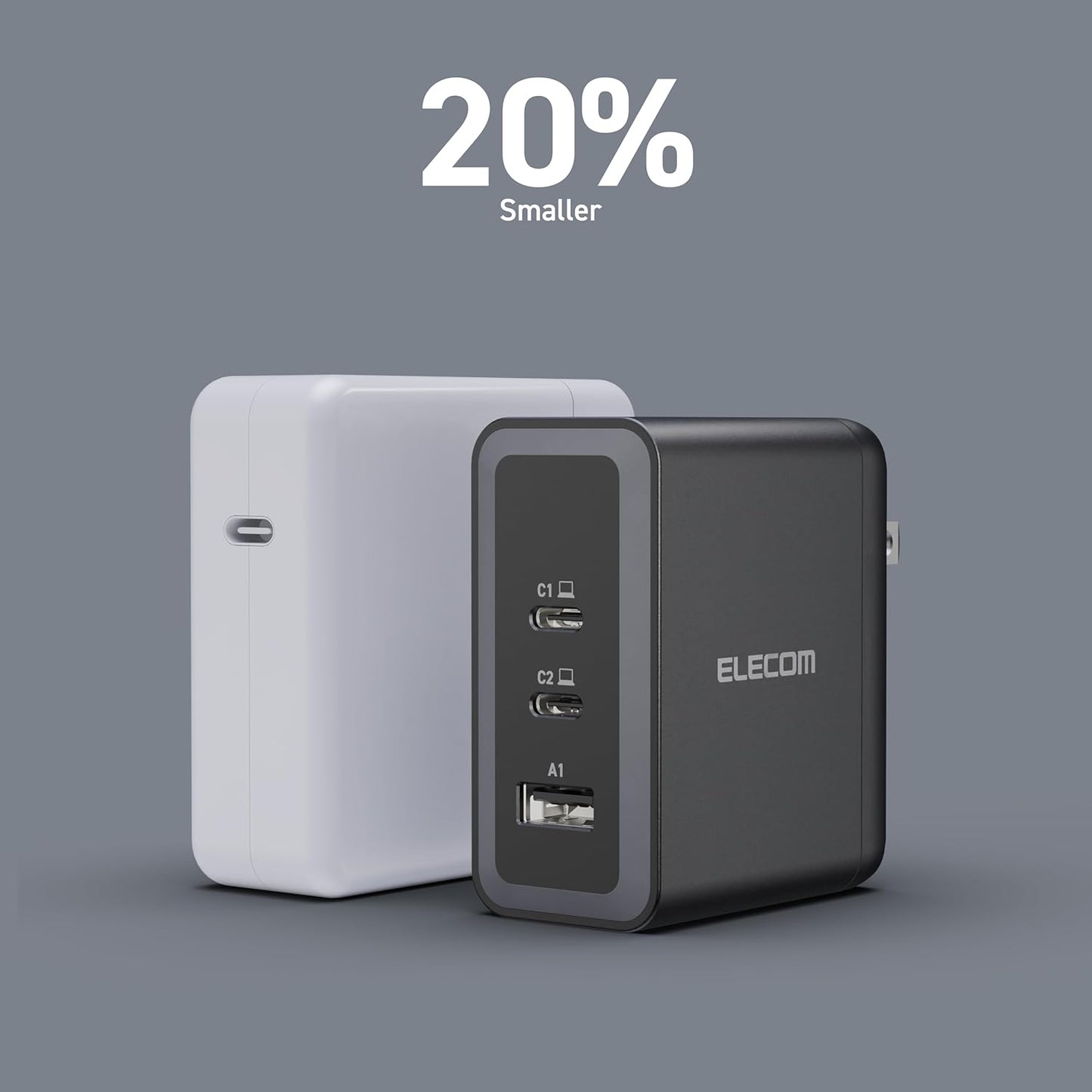 ELECOM 100W USB C Wall Charger Block, 3 Multi Port GaN II Smart PD, Ultra-Fast Charging, Compact Power Adapter for Multiple Devices, Laptops, Tablets, iPhone, iPad, Watch, Speakers, Airpods - Black
