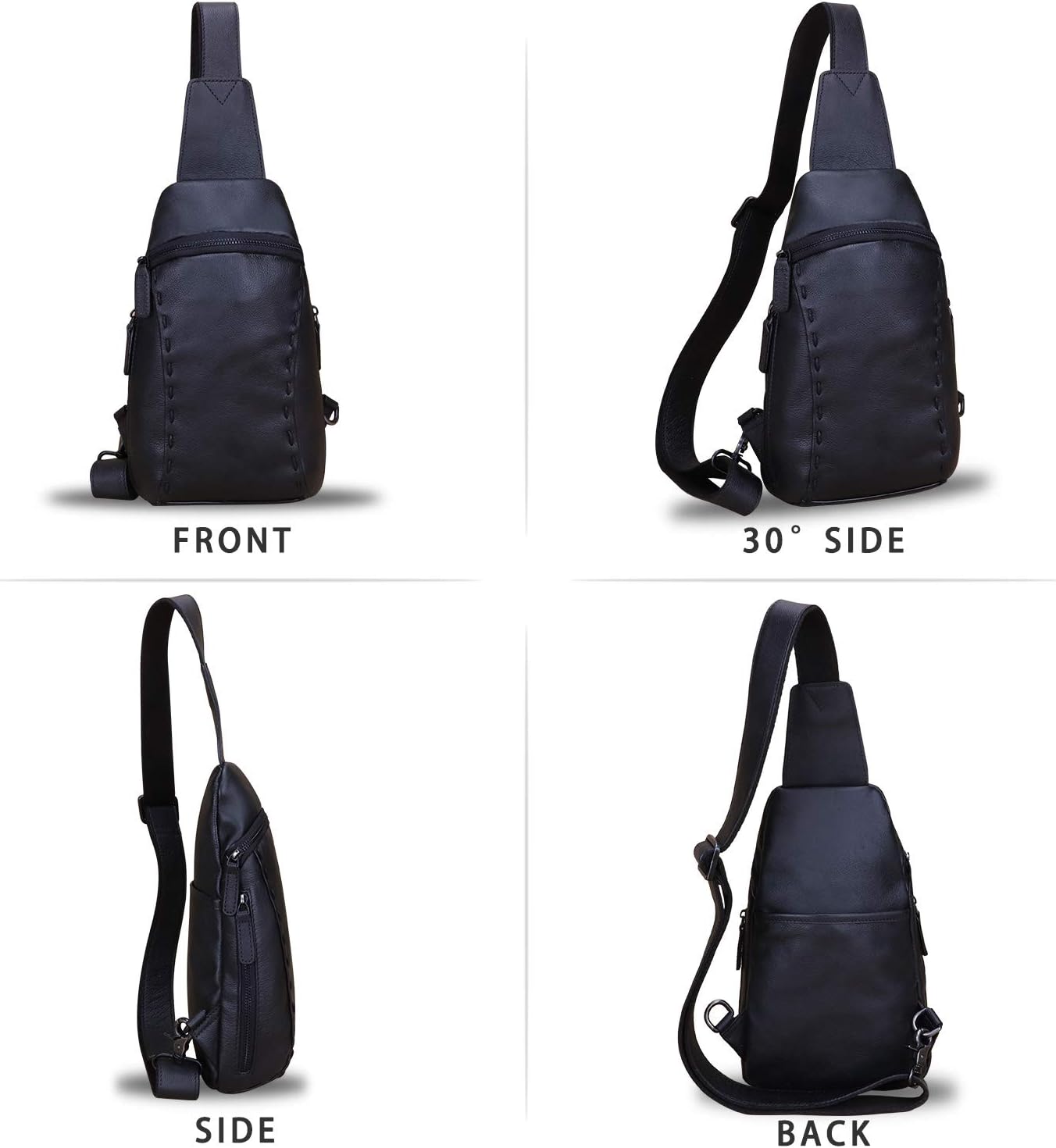 LRTO Genuine Leather Silng Bag for Women and Men Vintage Real Leather Sling Backpack Shoulder Crossbody Bag Chest Purse