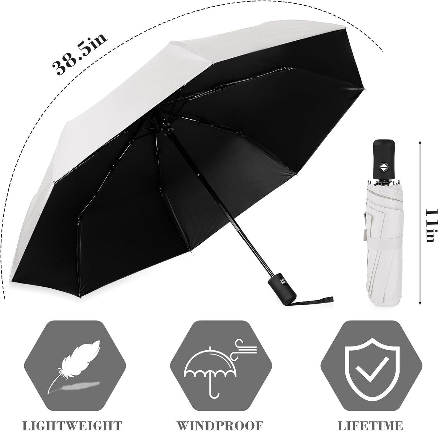 Kajaia 9 Pack Compact Umbrellas Bulk Folding Automatic Windproof Waterproof Umbrellas for Backpack Purse Car Women Men