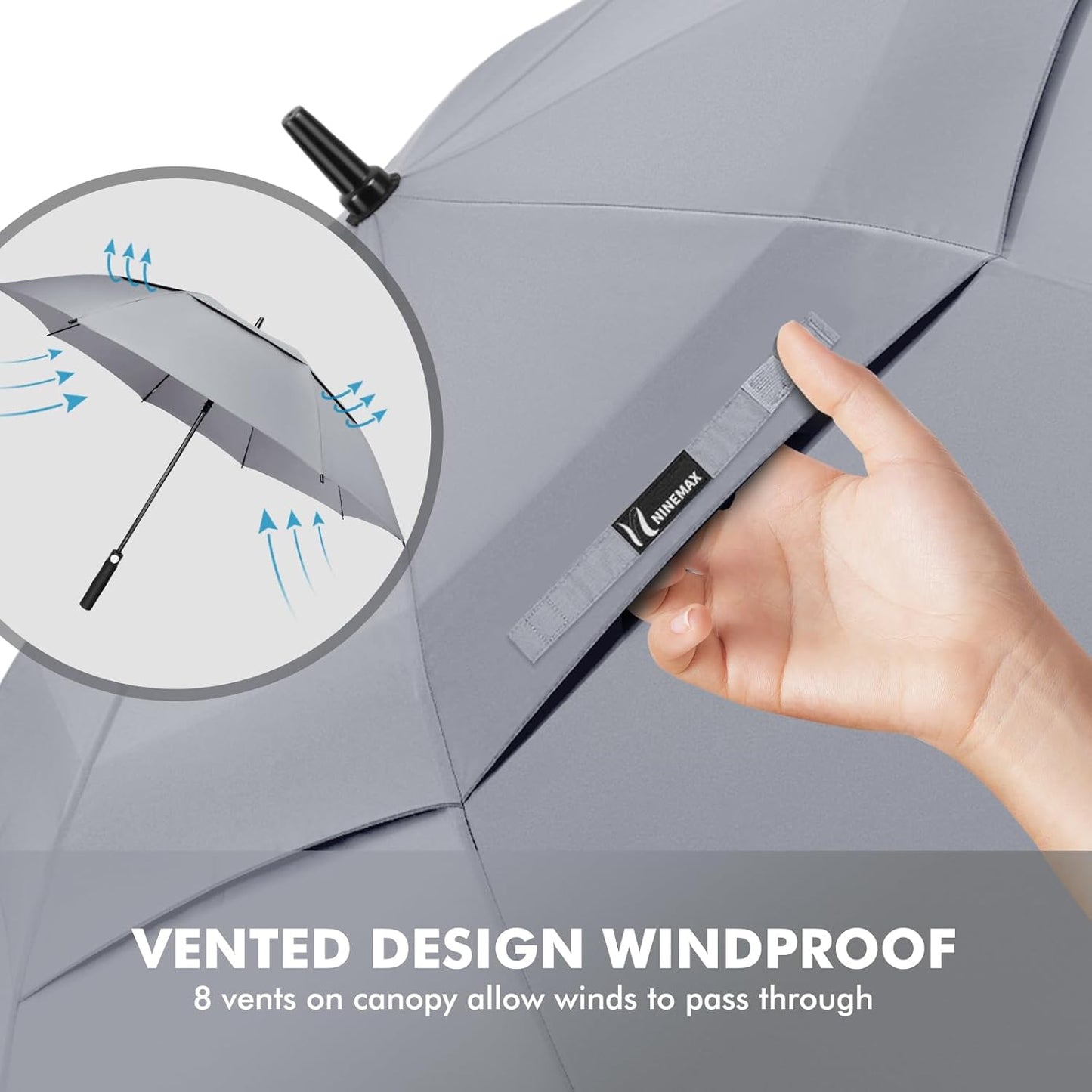 NINEMAX Golf Umbrella 51/54/62/68 Inch Automatic Open, Large Double Canopy Vented Oversize Stick Umbrellas Extra Large Windproof Waterproof for Rain