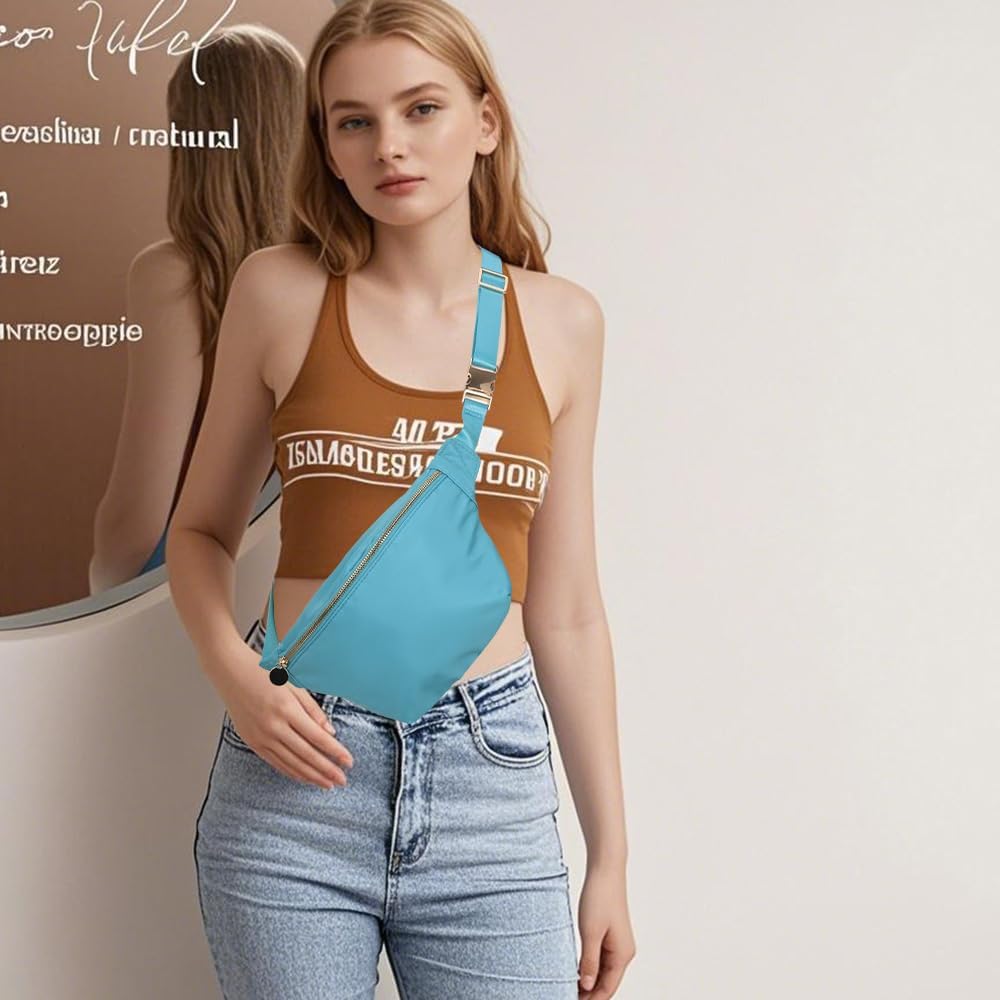 Crossbody Bags for Women Fanny Pack Everywhere Belt Bag Fashion Nylon Waist Pack (Peacock Blue)