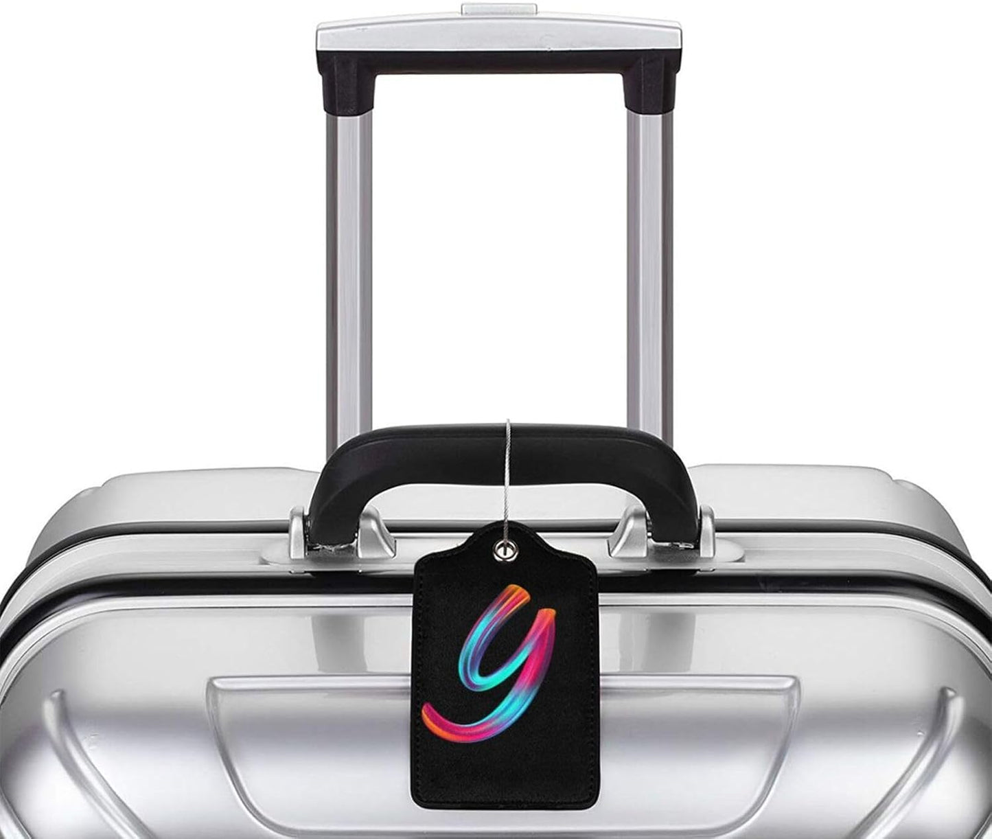 2 Pack Initial Luggage Tags for Suitcase, Colorful Letter Design Cruise Name Bag Tags, Novelty Baggage Identifiers with Full Privacy Cover, Leather ID Label for Women Men Kids Travel, Rainbow Letter Y