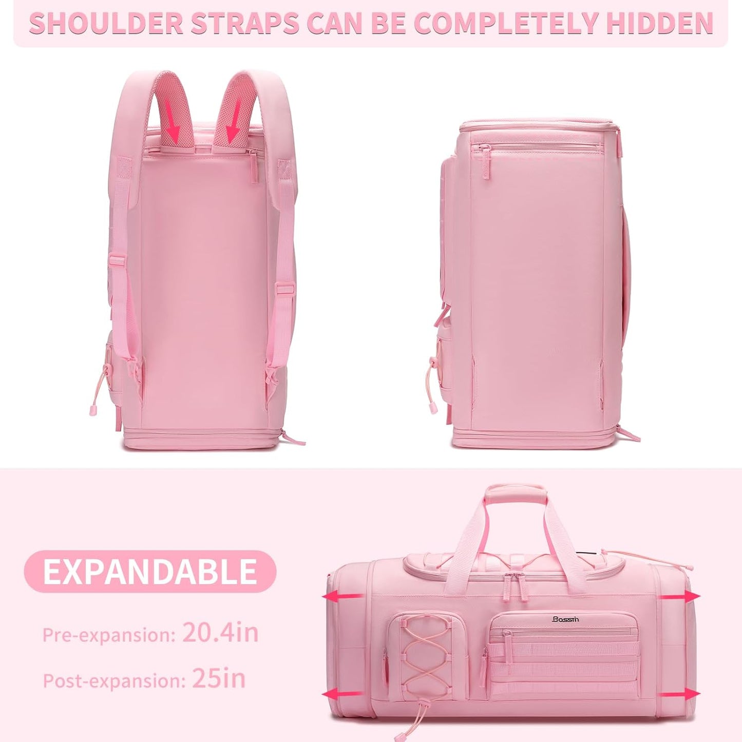 Bosstin Gym Bag for Women & Men,45L Travel Duffle Sports Duffel Bag Gym Weekender Overnight
