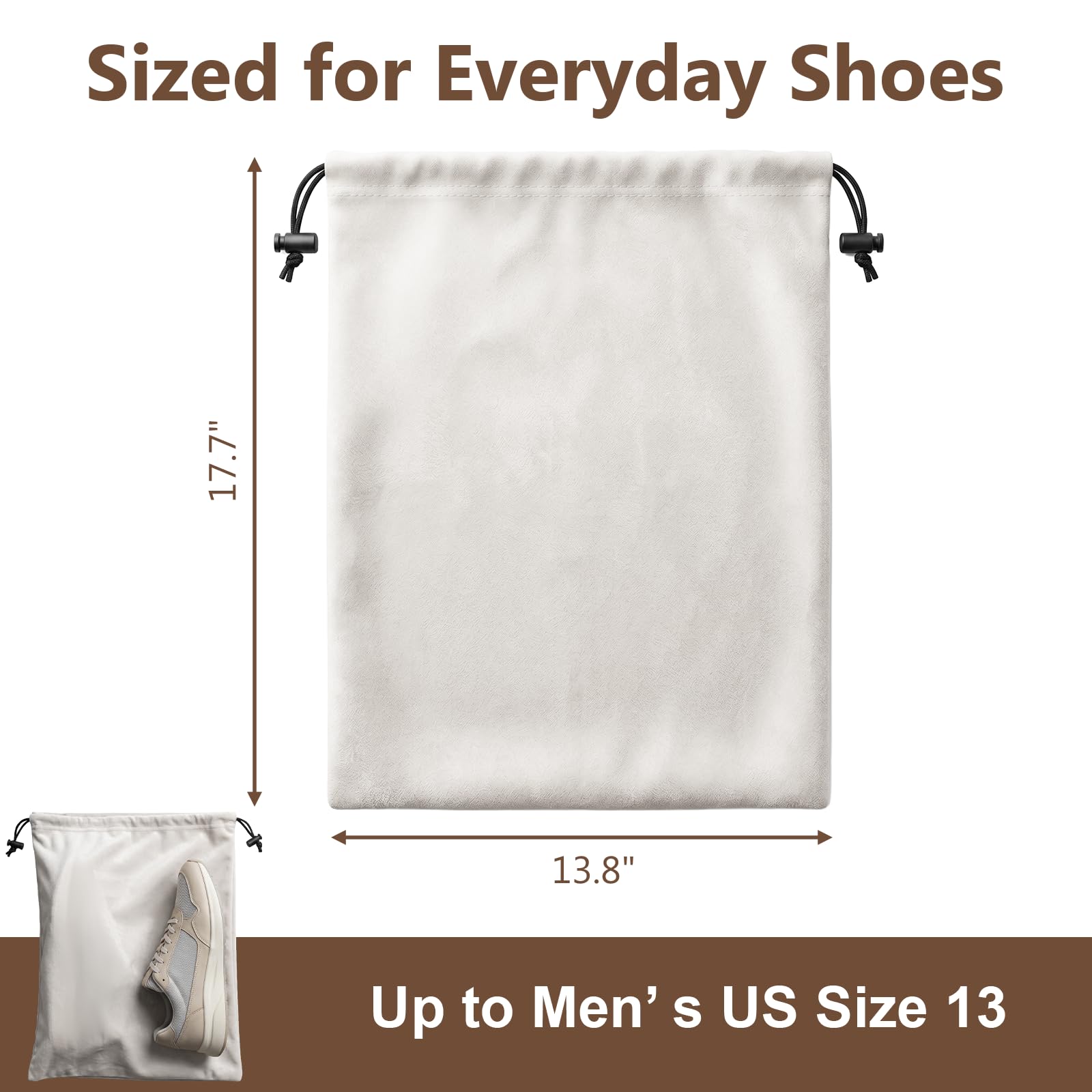 MREKFO 6 PCS Flannel Cloth Shoe Bags for Travel & Packing for Women & Men