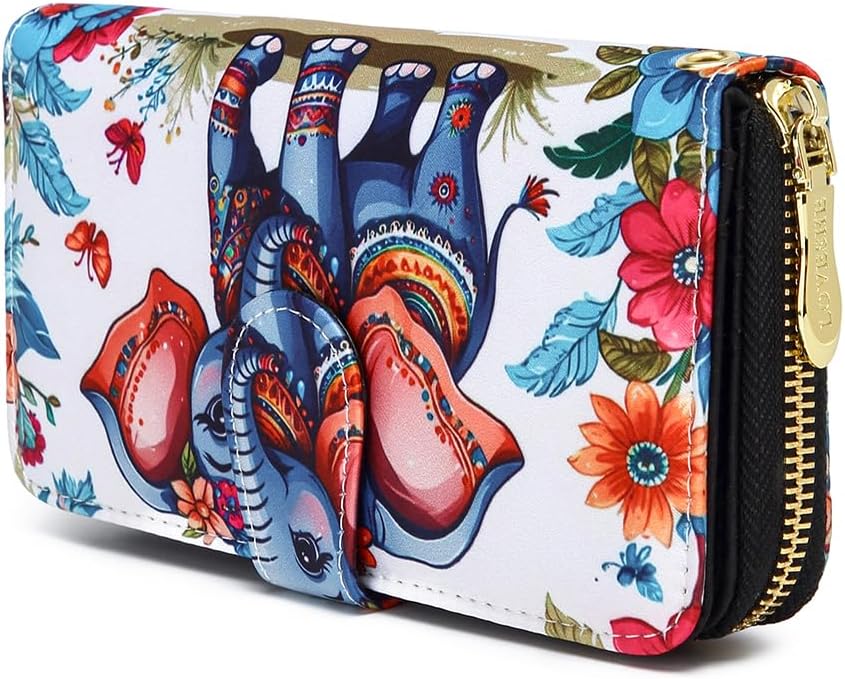 Women Wallet Card RFID For Womens Holder Blocking Credit Small Zipper Purse Pocket Bifold Slim Coin ID Ladies Wristlet Clutch Large Capacity Window Case Travel Zip Women's