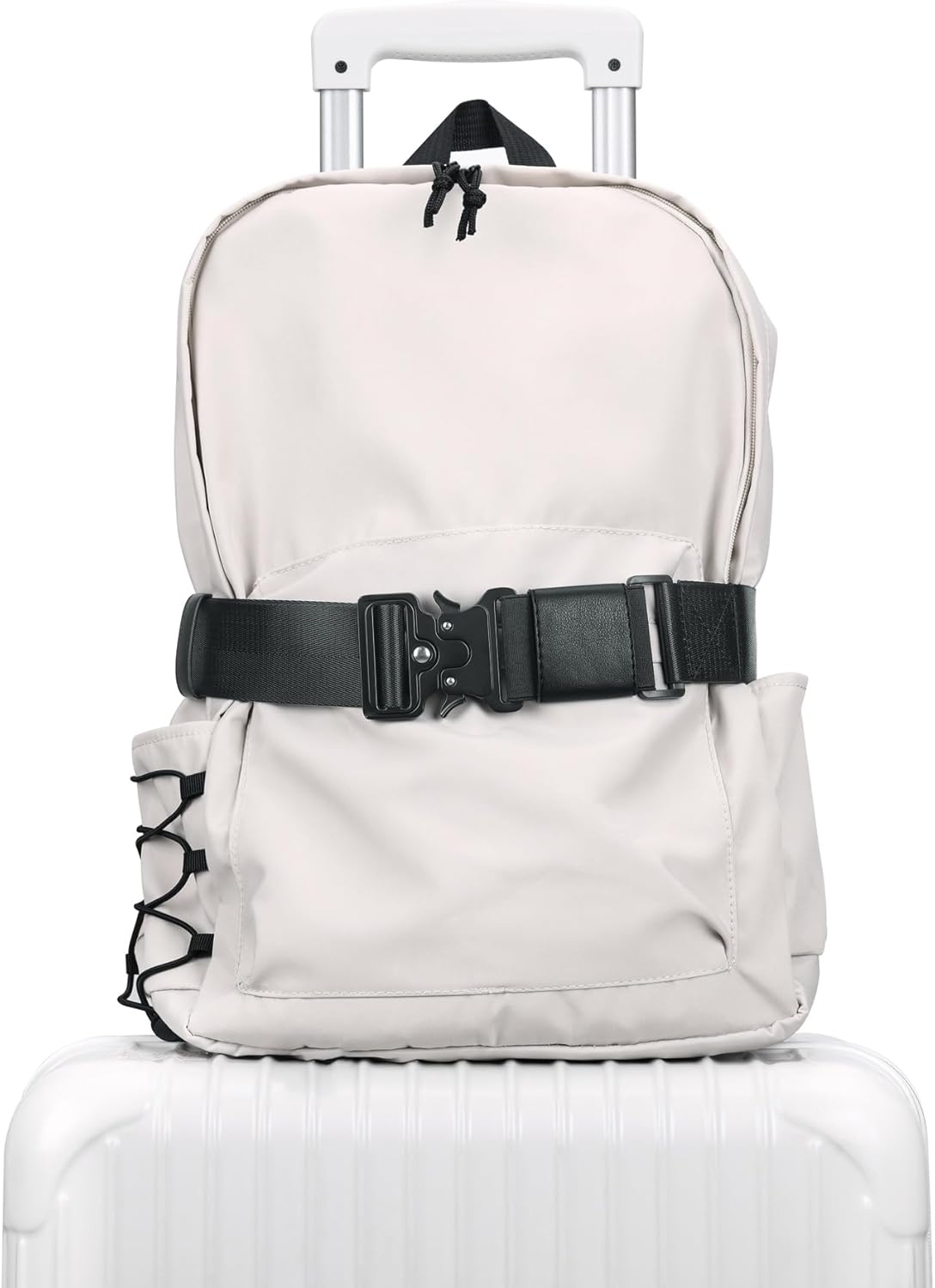 Travel Belt for Luggage Over Handle - Heavy-Duty Adjustable Luaggage Strap for Add a Bag to Carry On Suitcase - Hands-Free for Airport Trip(Storage Bag Included)