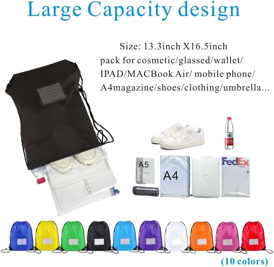 Drawstring Backpack Bulk 24Pcs Draw String Backpack Bags DIY Gym Sports Traveling Yoga Cinch Bag Sackpack Drawstring(black)