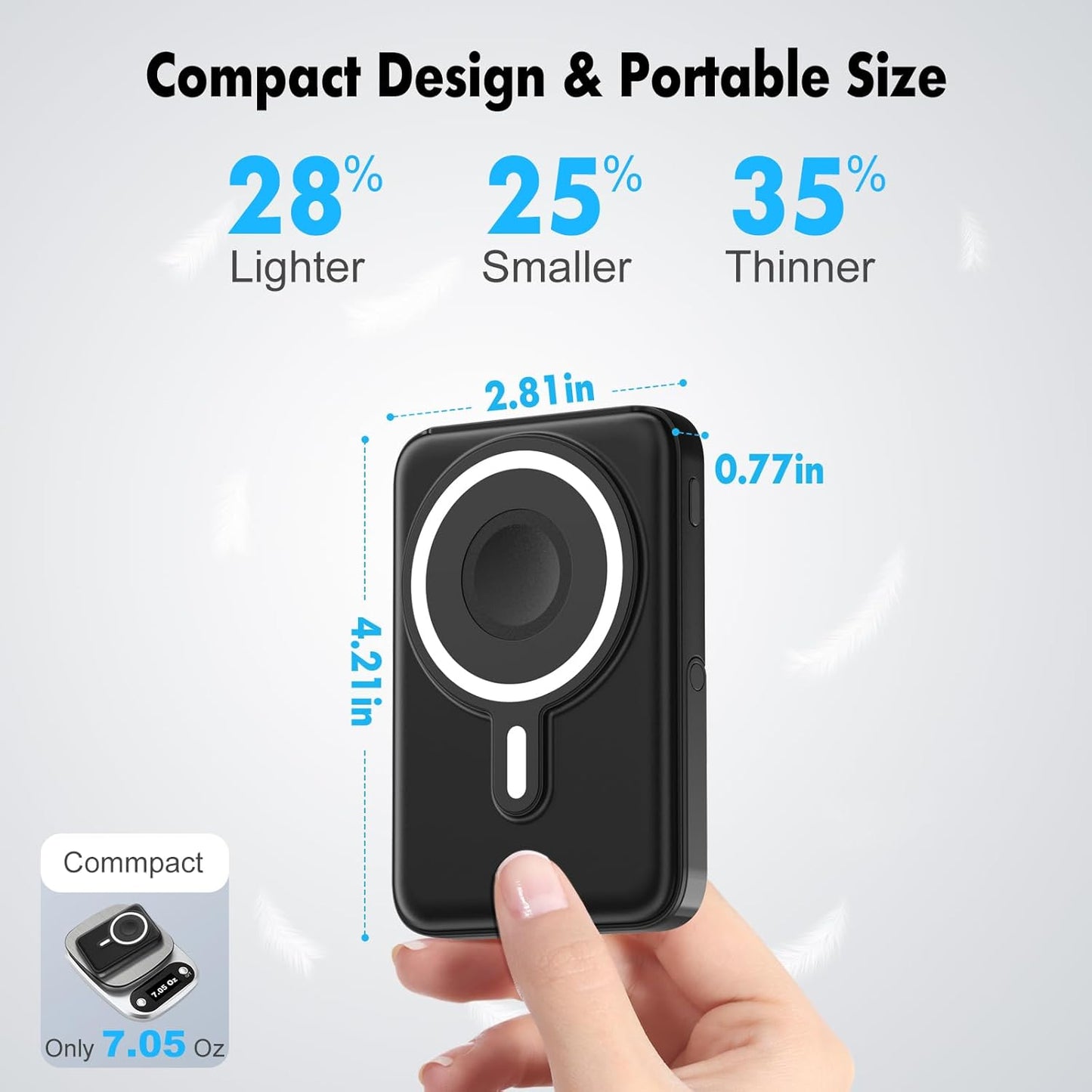 Wireless Portable Charger,3-in-1 Magnetic Power Bank 10000mAh with LED Display,22.5W Fast Charging Mag-Safe Battery Pack,Compatible with iPhone 15/14/13/12, Apple Watch Series, Airpods (Black)