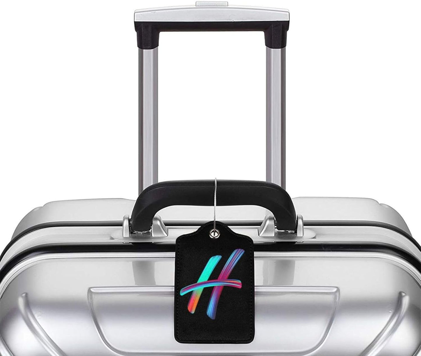 2 Pack Initial Luggage Tags for Suitcase, Colorful Letter Design Cruise Name Bag Tags, Novelty Baggage Identifiers with Full Privacy Cover, Leather ID Label for Women Men Kids Travel, Rainbow Letter H