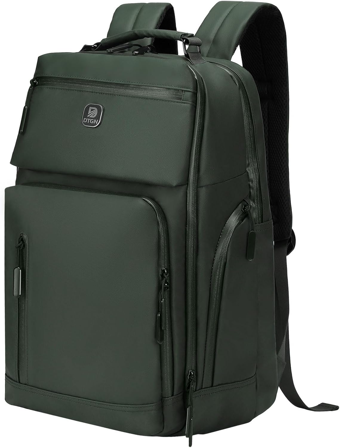 Large Capacity Water Resistant Laptop Backpack, 17 Inch Airplane Approved Durable Bag for College, Business Travel, Green