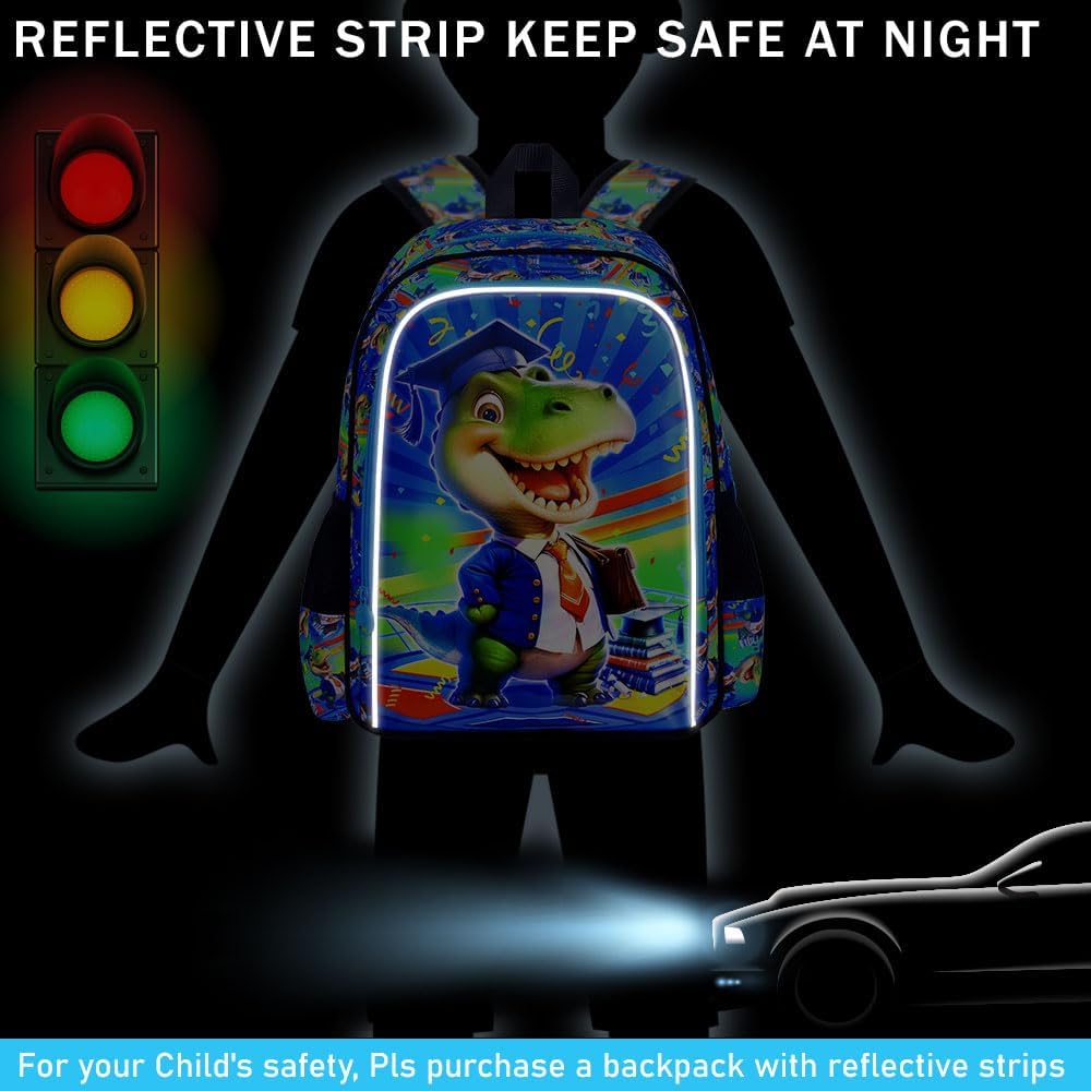 AGSDON 3PCS Dinosaur Backpack for Boys, Kids Bookbag Water Resistant School Bookbag for Elementary, Boy Backpacks with Lunch Box