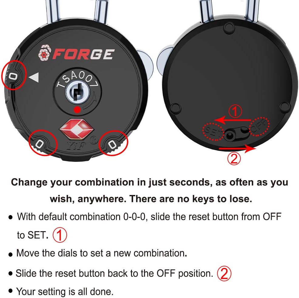 Forge Quality TSA Approved Luggage Locks for Travel Accessories, Suitcase, Pelican case, Ammo