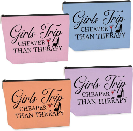 4 PCS Girls Weekend Gifts Girls Trip Gifts Favors Girls Trip Makeup Bag Girls Trip Bag for Women Girls Weekend Gifts Ideas for Sister Weekender Bag for Women Cosmetic Bag Holiday Vacation Christmas