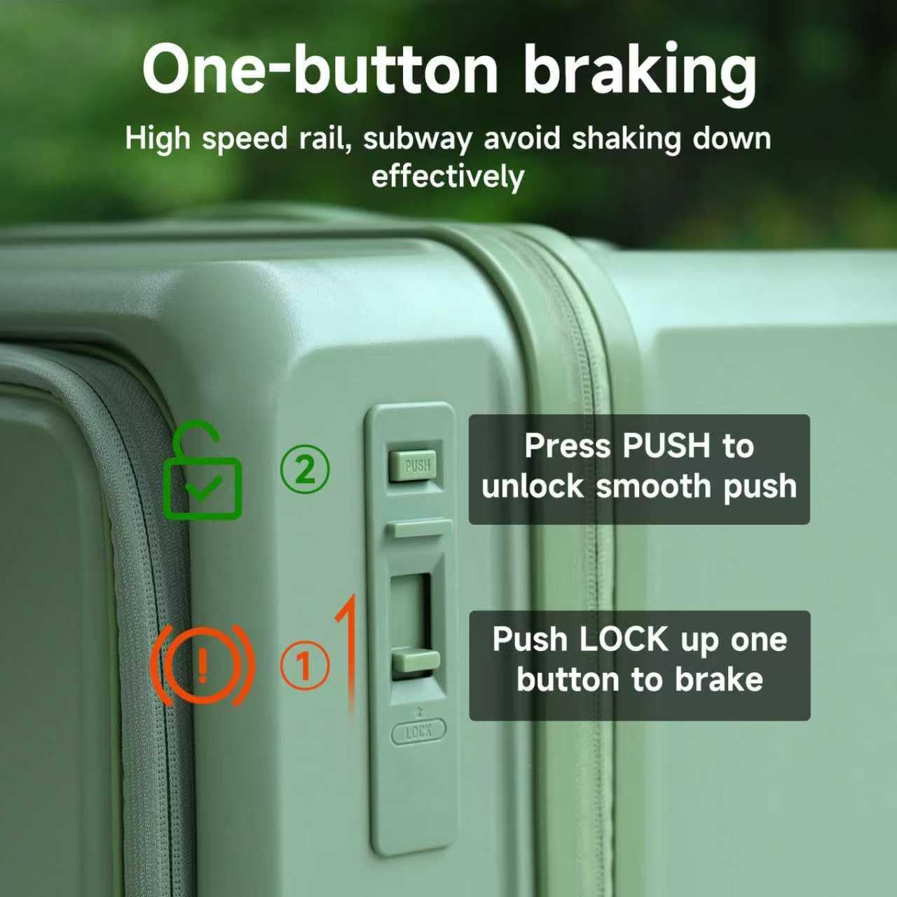 ROAMING Expandable 24-Inch Checked Luggage with Mute Brake Wheels Airline Approved Hard Shell Suitcases with Front Pocket Top Opening Luggage with TSA Lock for Short Business Travel, Jade cyan