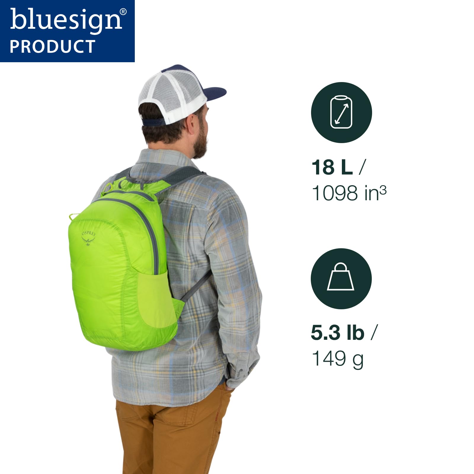 Osprey Ultralight Collapsible Stuff Pack - Lightweight, Packable Travel Backpack — Extra Bag For