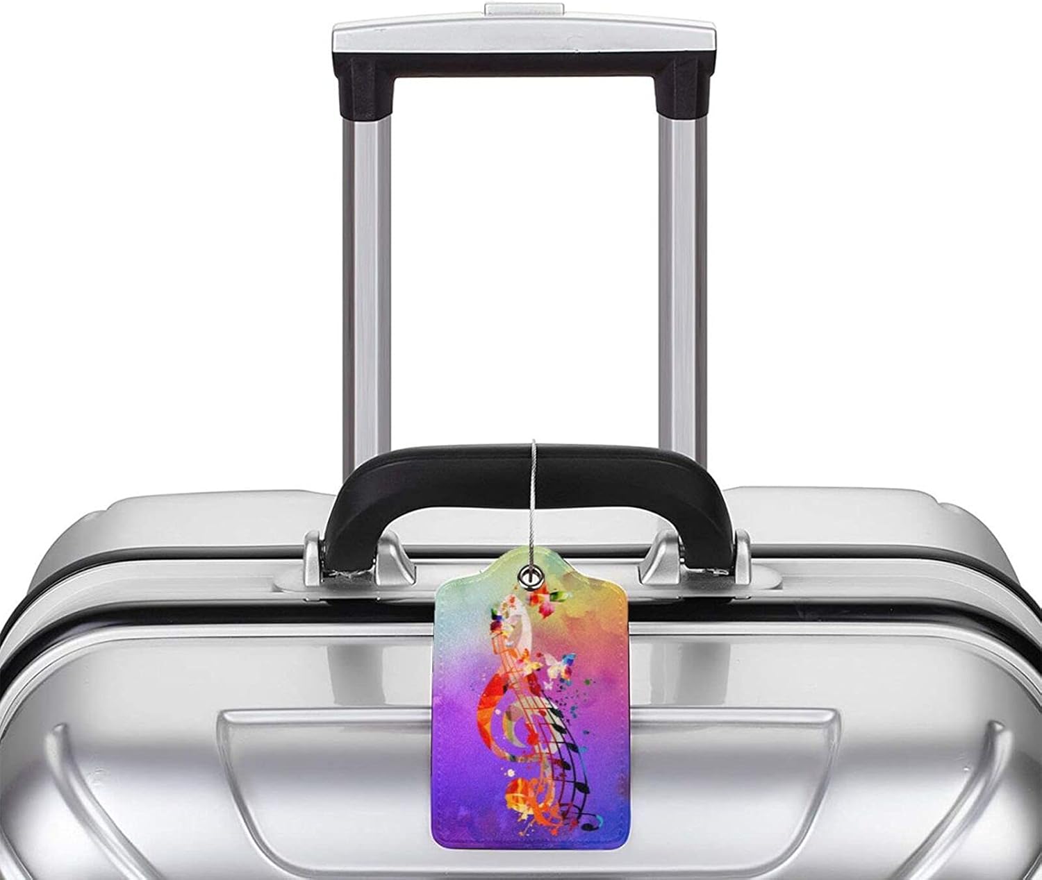 Purple Music 2 Pcs Luggage Tags, Suitcases & Travel Bag Tag Privacy Cover ID Name Label with