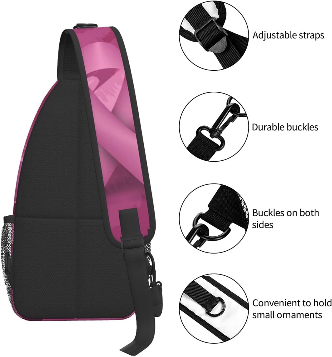 Breast Cancer Crossbody Bags For Women Men Chest Shoulde Hiking Travel Accessories Daypacks