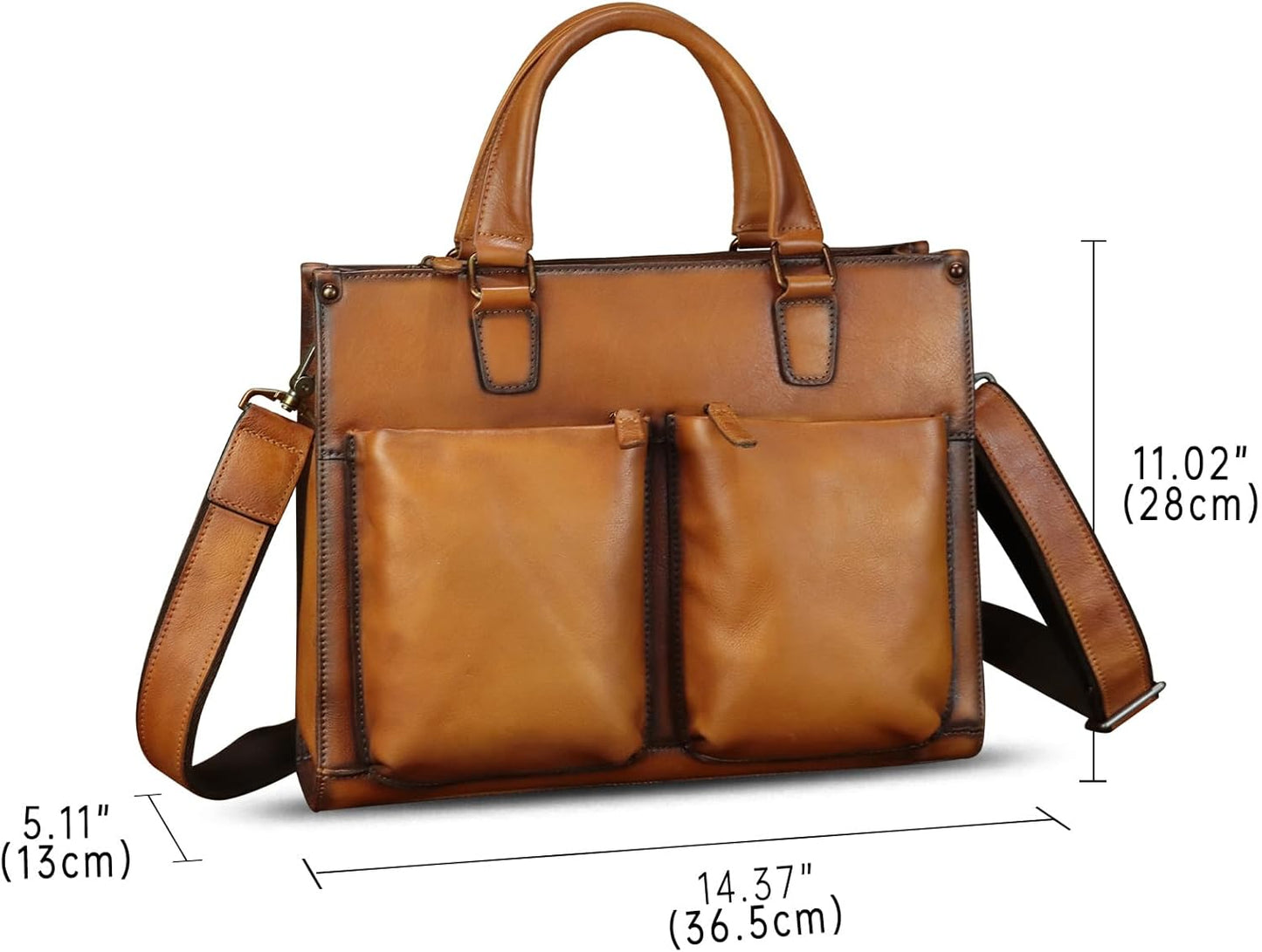 Genuine Leather Messenger Bag Briefcase for Men Vintage Real Leather Shoulder Bag Crossbody Bag Computer Laptop Bag