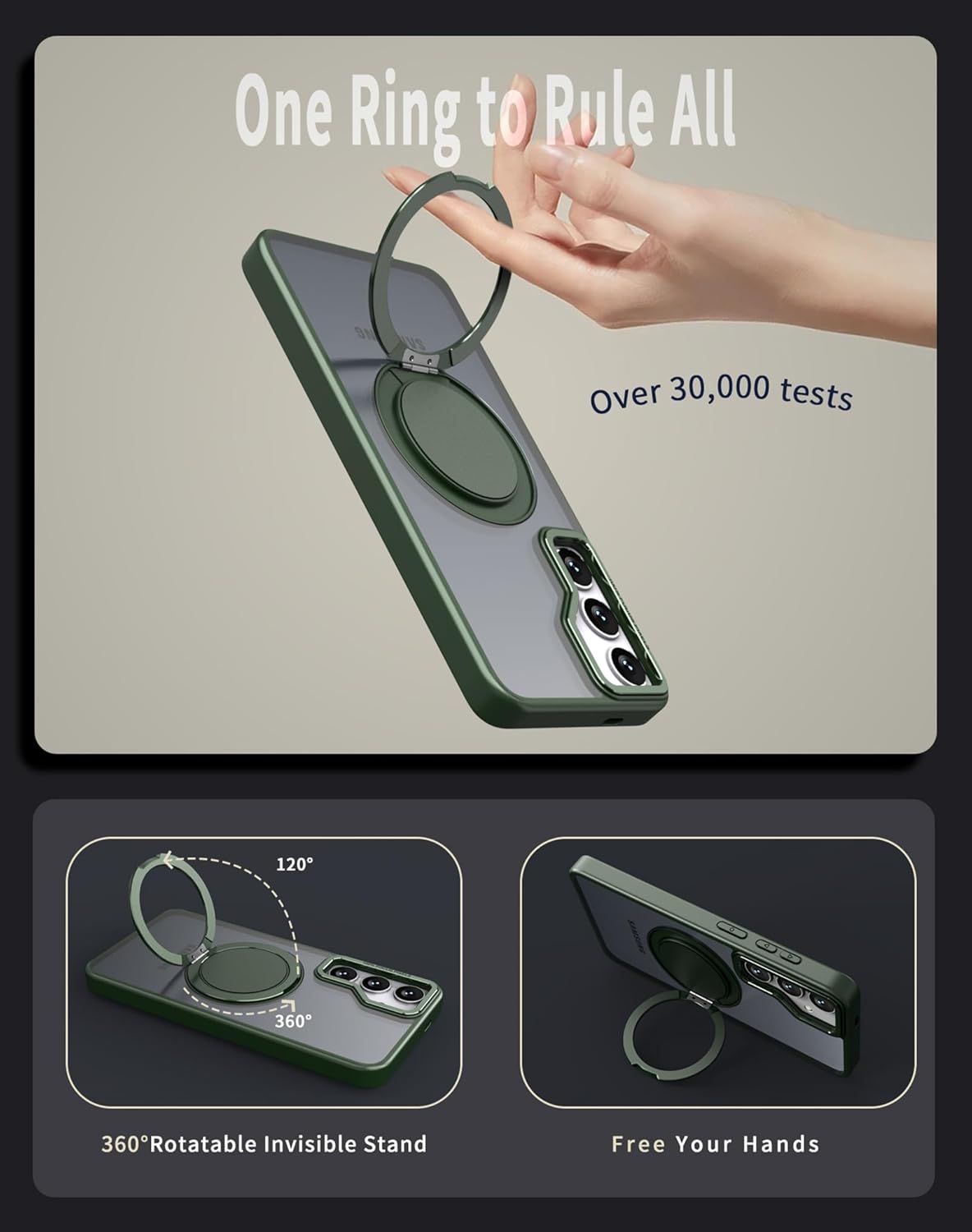 Magnetic Stand Case for Samsung Galaxy S24/S25 6.2" [with 2 Screen Protectors] [360° Rotation Magnetic Stand] [Compatible with Magsafe] Military-Grade Drop Protection Case, Green