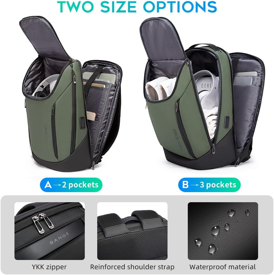 BANGE Business Smart Backpack Waterproof fit 15.6 Inch Laptop Backpack with USB Charging