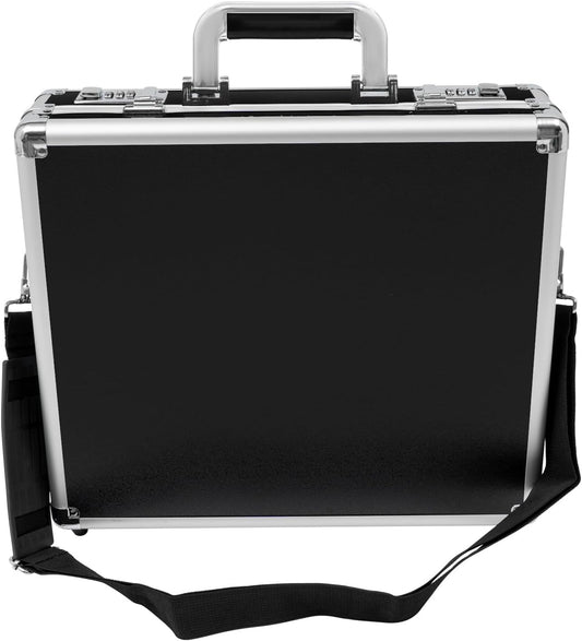 Locking Briefcase, Metal Briefcase w/Strap, Hard Aluminum Carrying Case for Documents/Laptops/Cell Phones