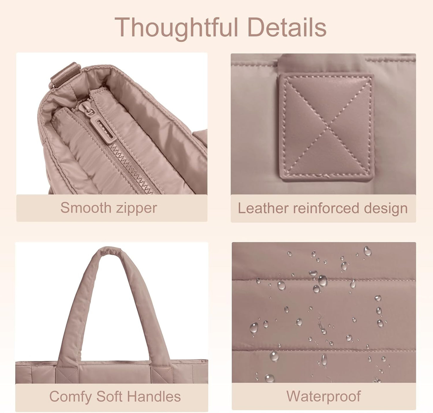 Tote Bag for Women Puffer Tote Bag Large Nurse Bags Shoulder Handbag with Zipper for Work Travel