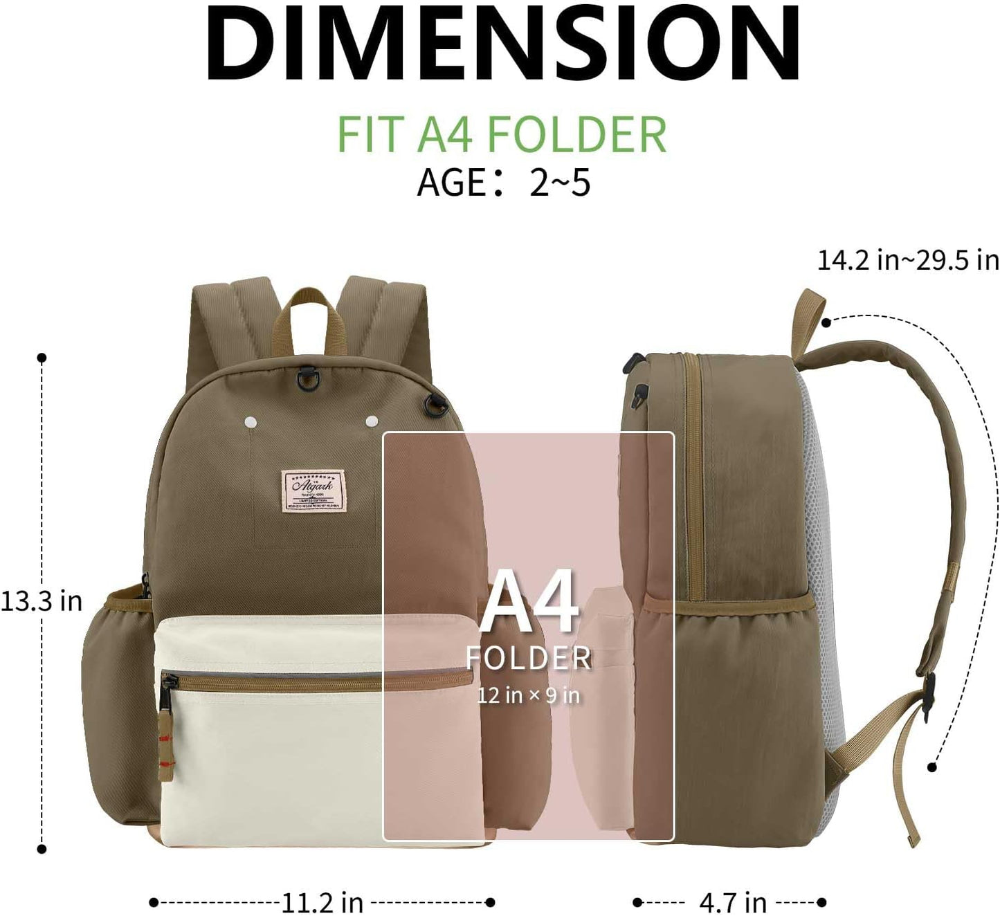 Toddler Backpack for Boys 2-5: Preschool Kindergarten 13" Daycare Backpacks Fit A4 Folder