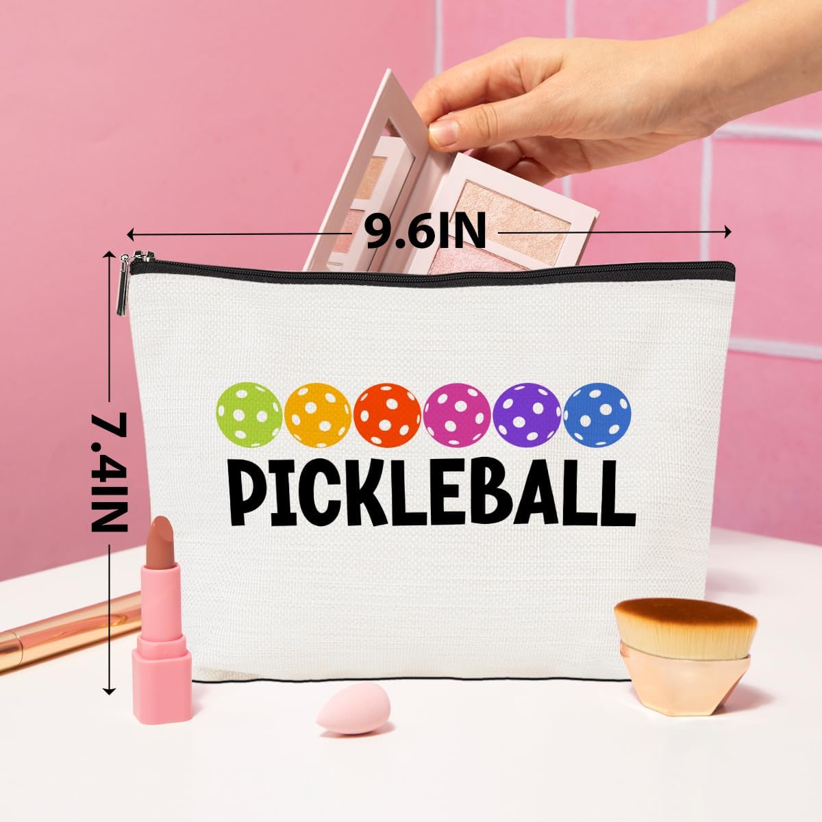 Pickleball Gifts Makeup Bag Accessories Cosmetic Bag Zipper Pouch Pickleball Lover Gifts for Girls Women Fans Player Coach Colleague Christmas Birthday Gifts