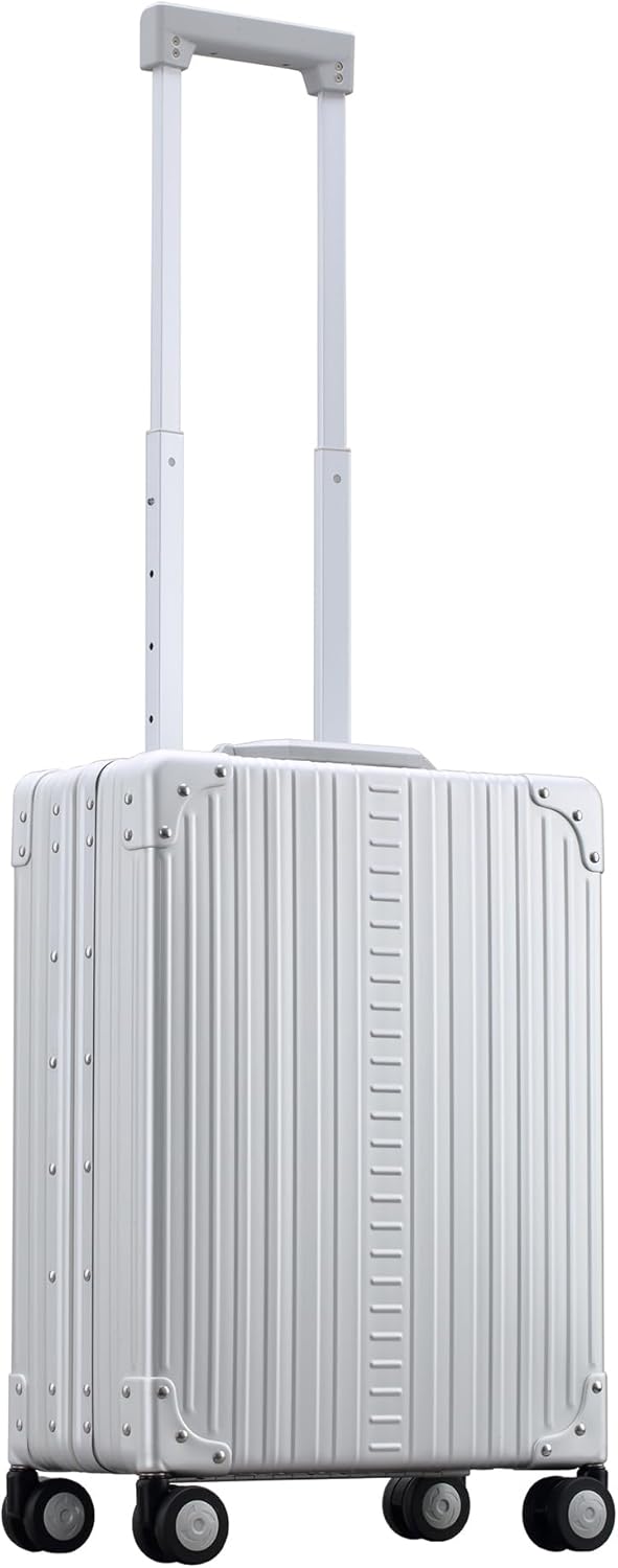 All-Aluminum 21" Vertical Carry-On Business Briefcase, TSA-Approved Hardshell Case, Spinner Wheels, Laptop Compartment, Aluminum Frame Cabin Bag for Travel & Business, Durable & Sleek (Platinum)
